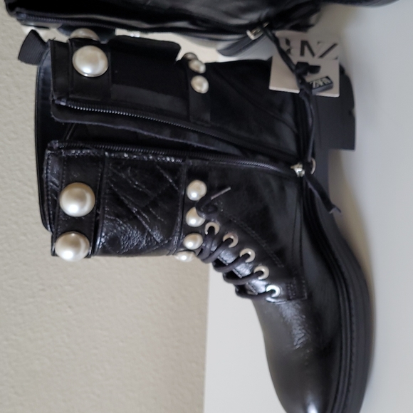 Zara boots with lace up and zipper closure new without  box - Picture 8 of 11